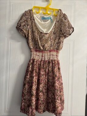Guess by Marciano Rose and Brown Floral Mini Dress